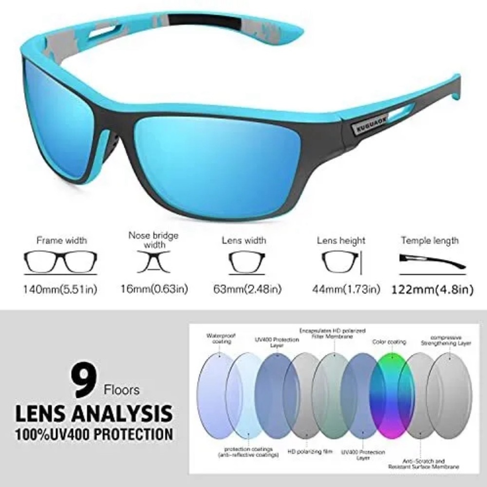 Black Polarized UV400 Protection Sunglasses Fishing Cycling Hiking and Sports - Picture 6 of 8